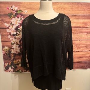 Grace Elements NWT Black Sheer Layered Tunic Top Lightweight Size Small